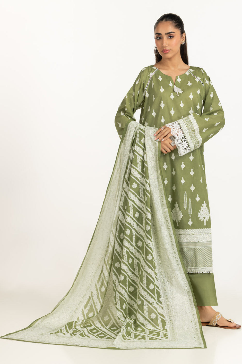 3PC Lawn Lacquer Printed Suit