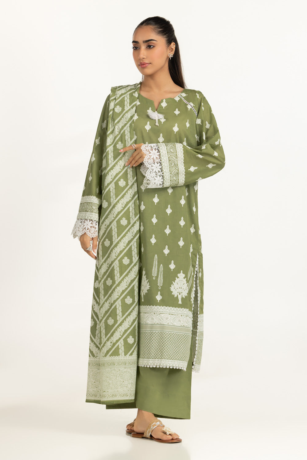3PC Lawn Lacquer Printed Suit
