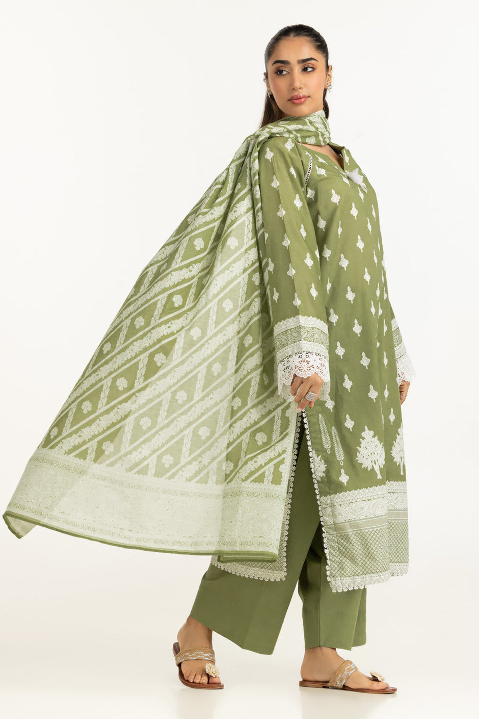 3PC Lawn Lacquer Printed Suit
