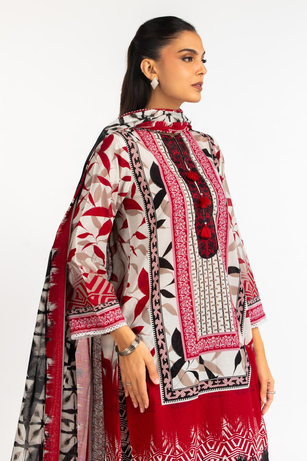 3PC Lawn Printed Suit With Embroidered
