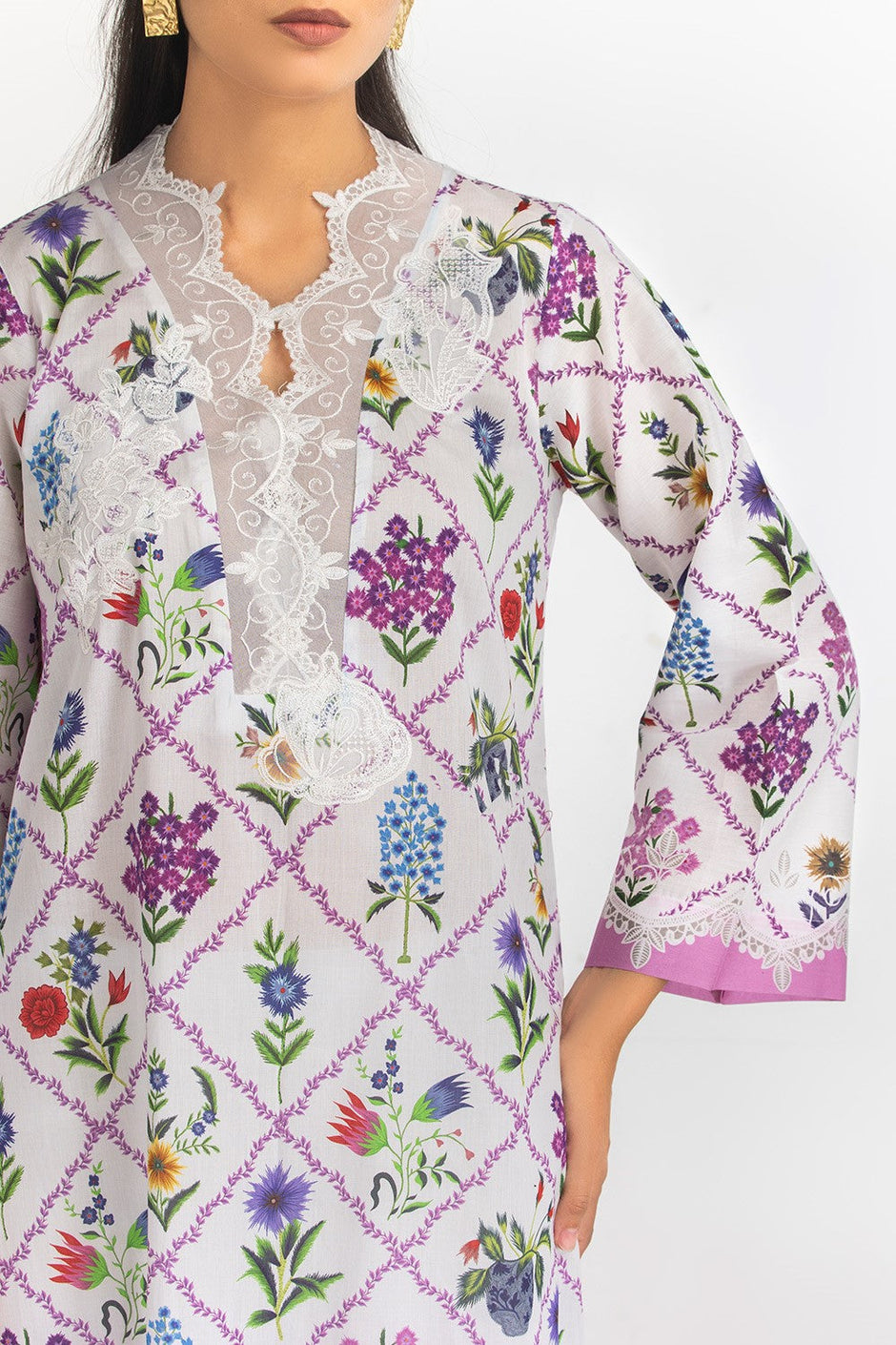 3PC Lawn Printed Suit With Embroidered