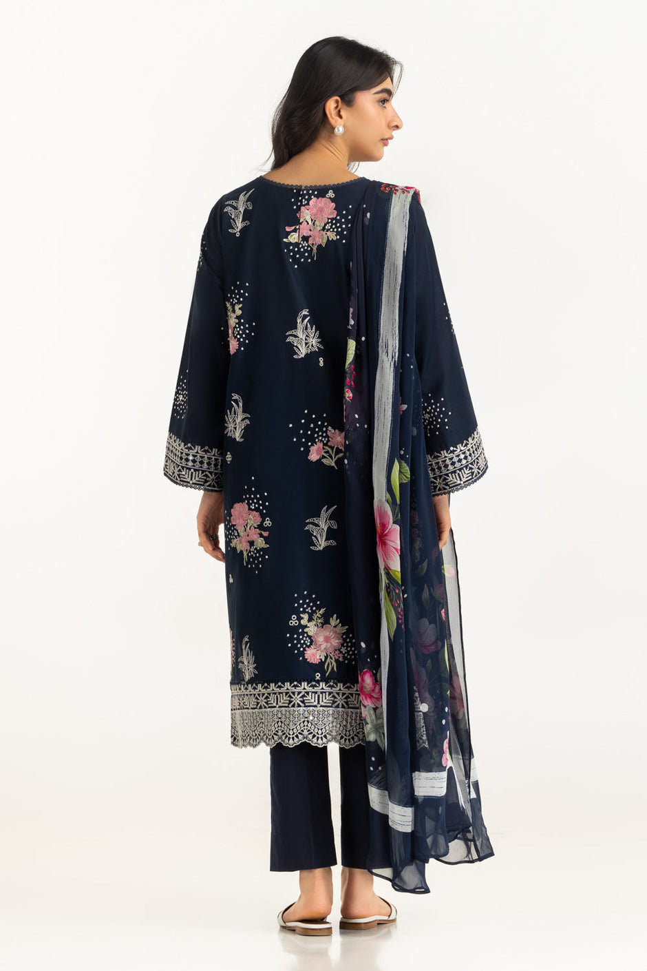 3PC Lawn Printed Suit With Embroidered