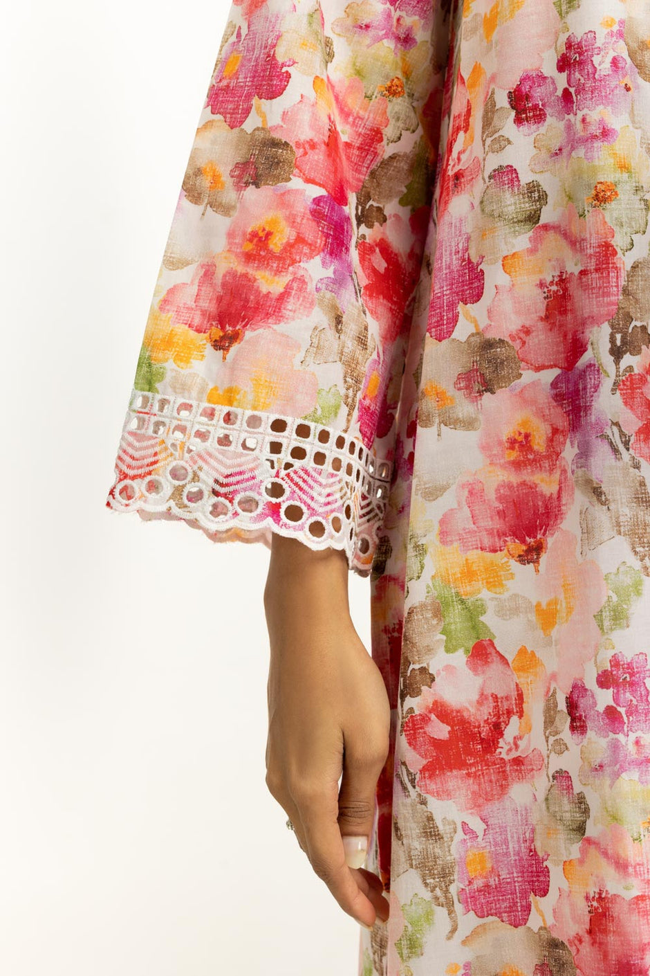 3PC Lawn Printed Suit With Schiffli Embroiderd