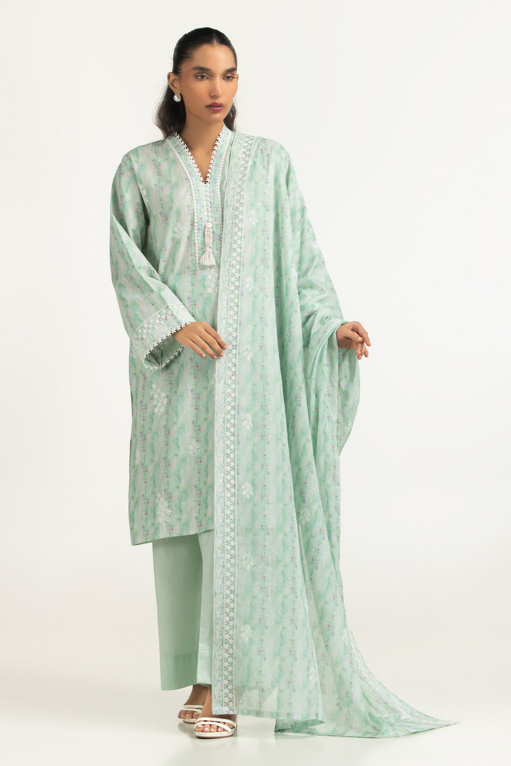 3PC Lawn Printed Suit with Embroidered