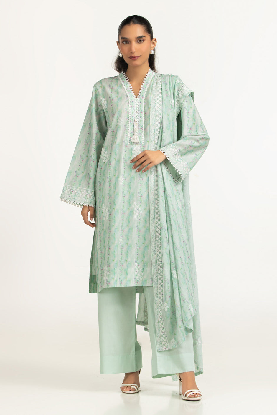 3PC Lawn Printed Suit with Embroidered