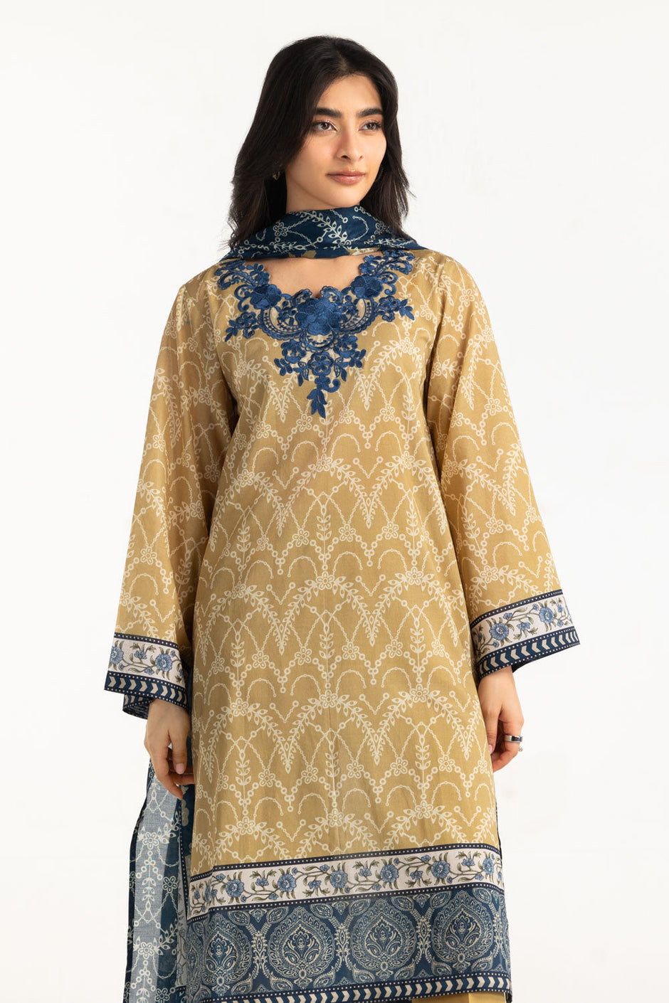 3PC Lawn Printed With Embroidered Suit
