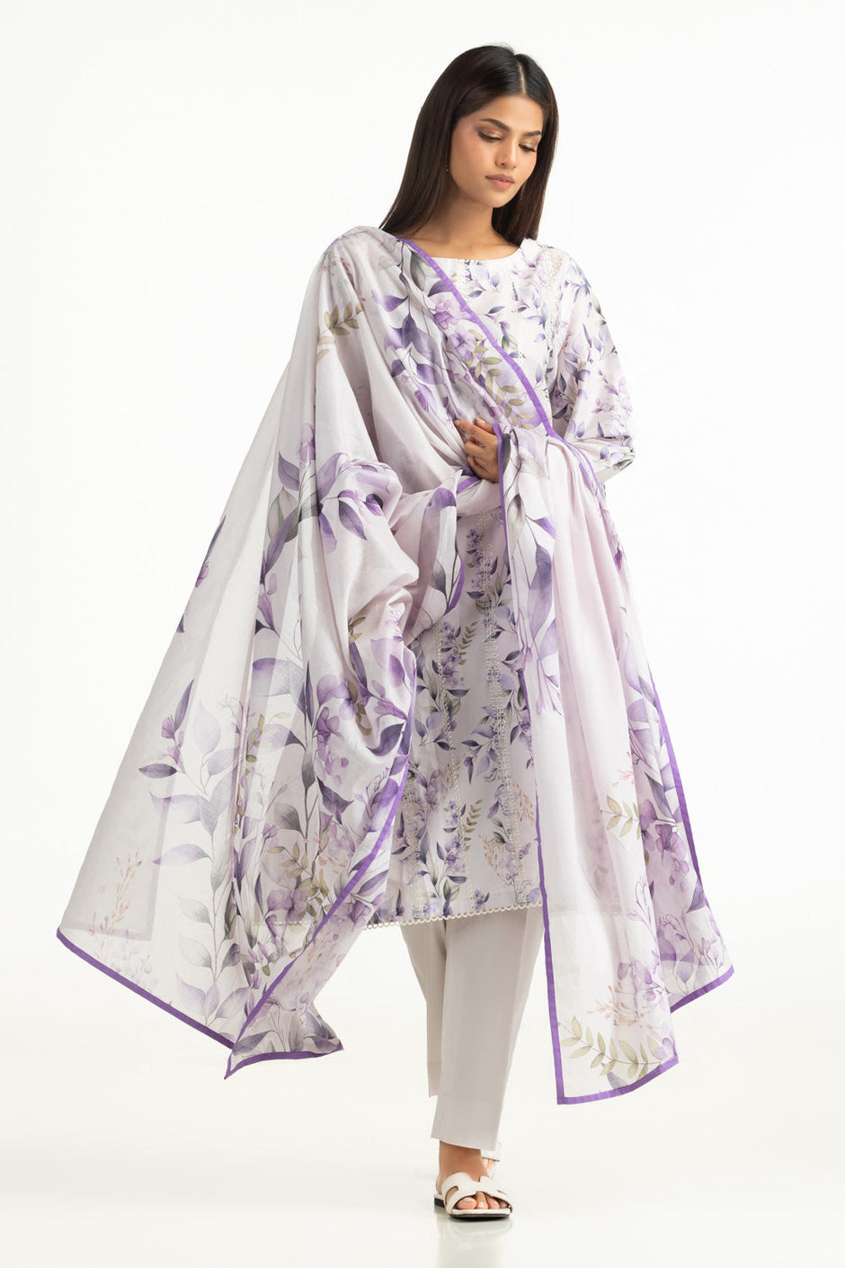 3PC Lawn Printed With Embroidered Suit