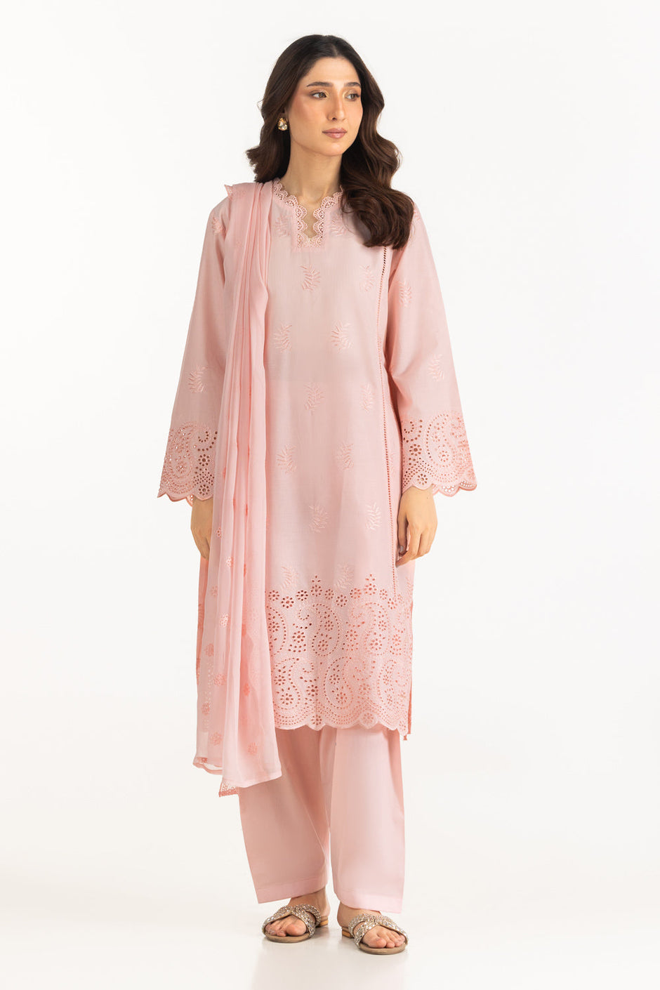 3PC Lawn Schiffli Embroidered Suit