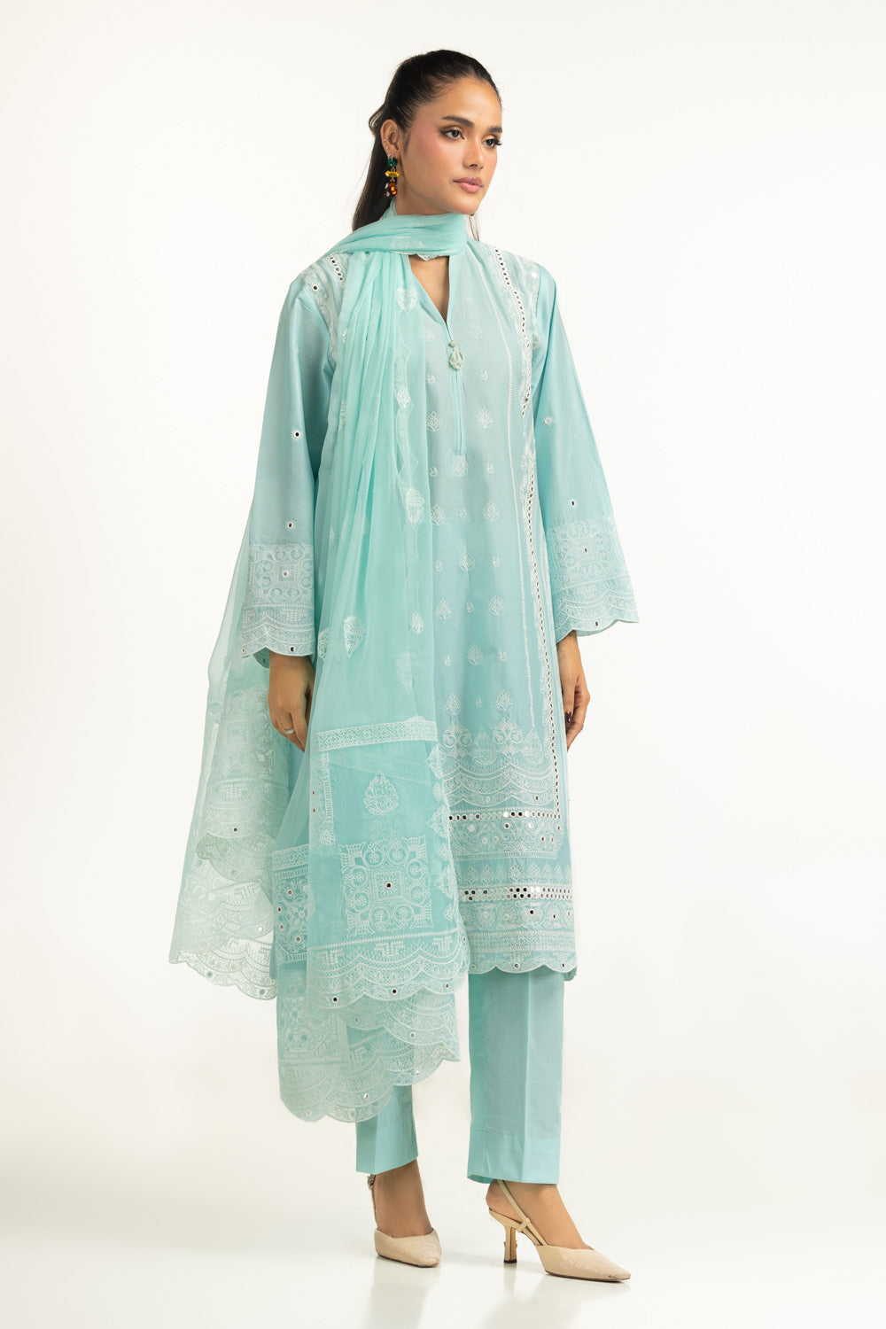 3PC Lawn Sequins Embroidered Suit