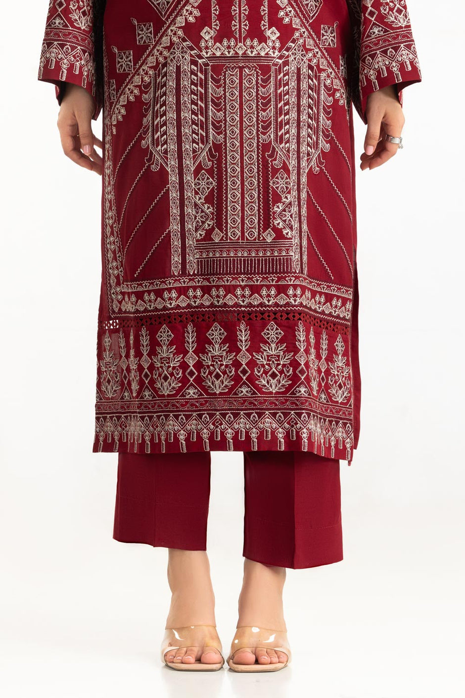 3PC Raw Silk Embroidered Suit