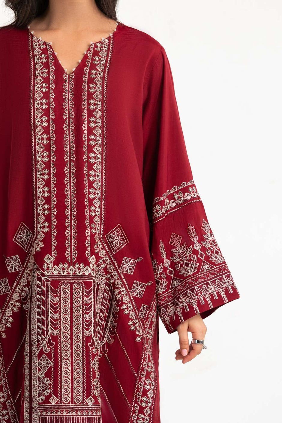 3PC Raw Silk Embroidered Suit