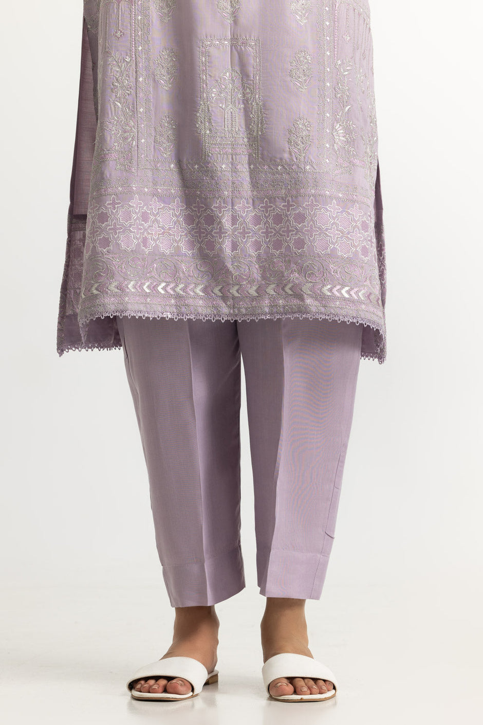 3PC Raw Silk Embroidered Suit With Shimmer Embroidered Dupatta