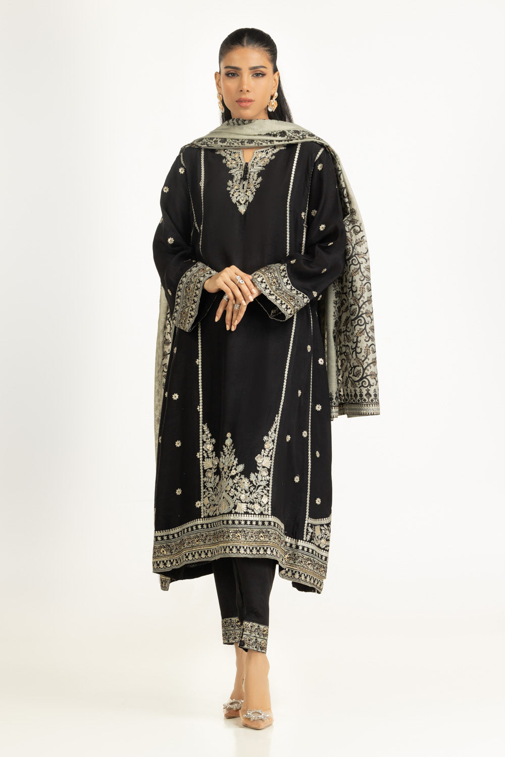 3PC Rawsilk Embroidered Suit