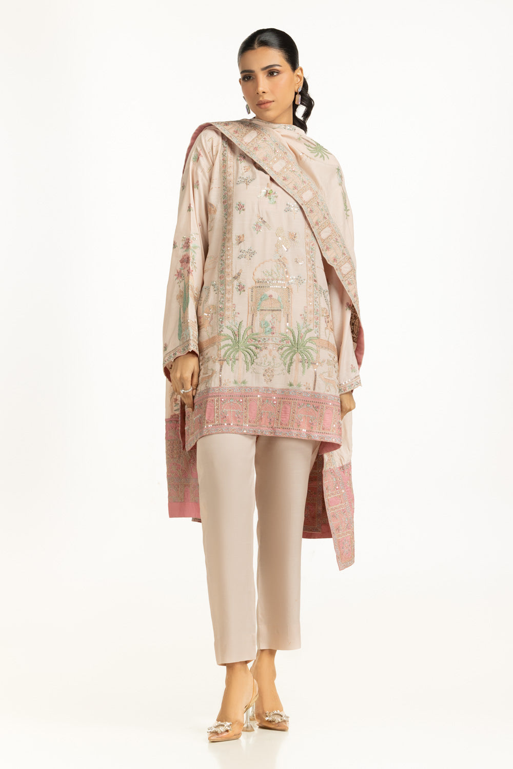 3PC Rawsilk Embroidered Suit