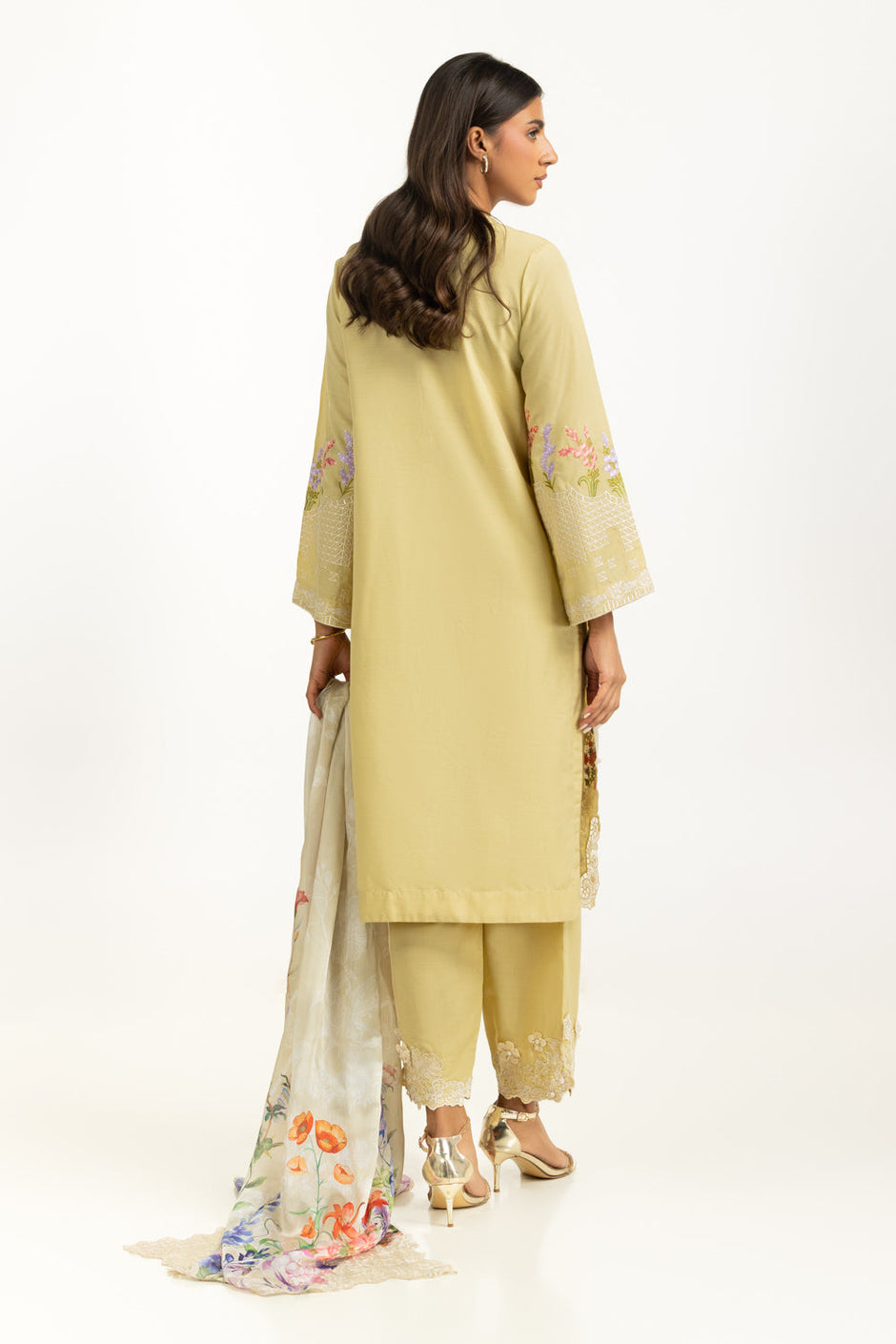 3PC Swiss Lawn Slub Embroidered Suit