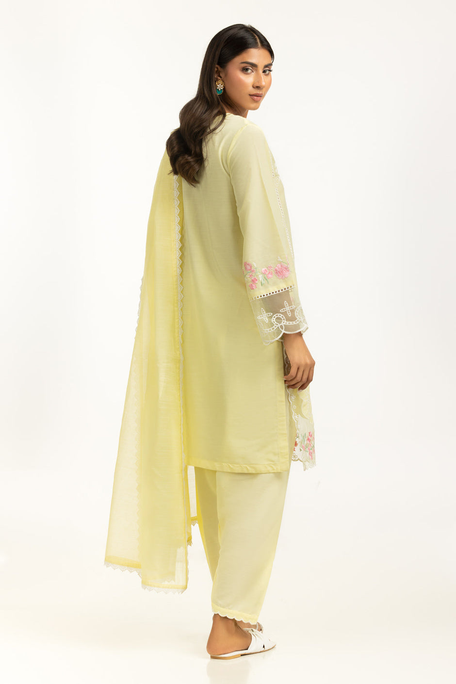 3PC Swiss Lawn Slub Embroidered Suit