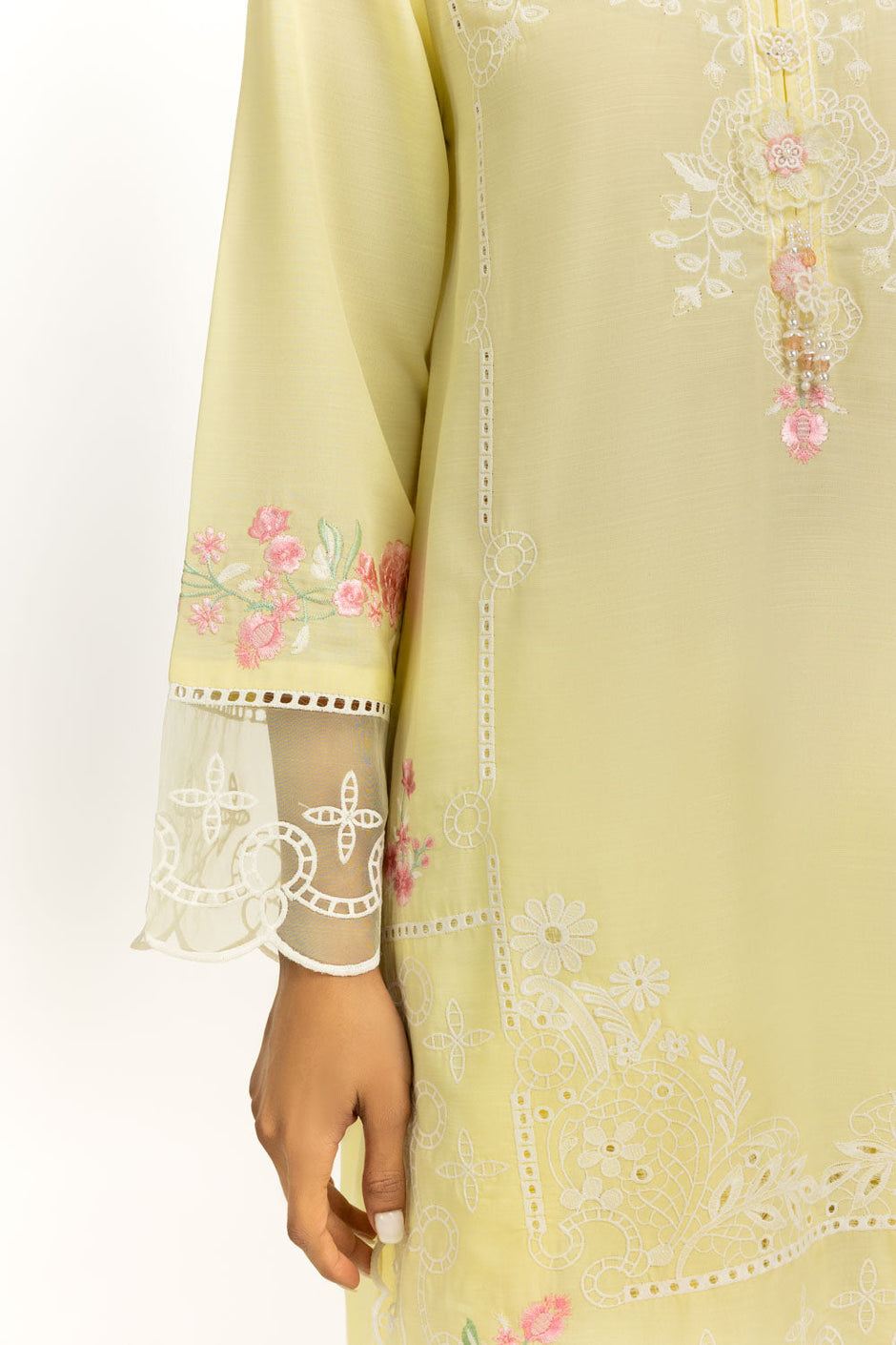 3PC Swiss Lawn Slub Embroidered Suit