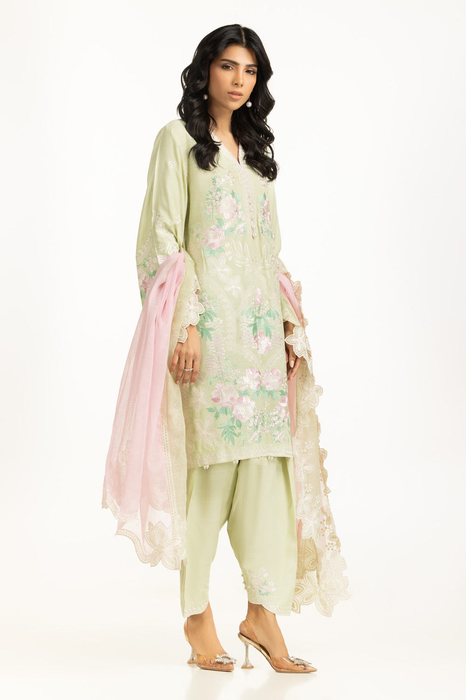 3PC Viscose Rawsilk Embroidered Suit