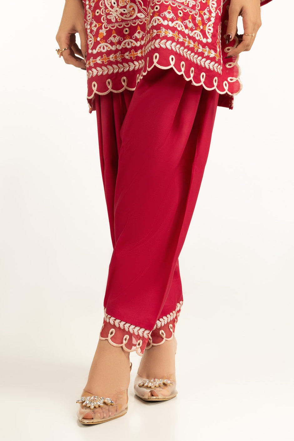 3PC Viscose Rawsilk Embroidered Suit