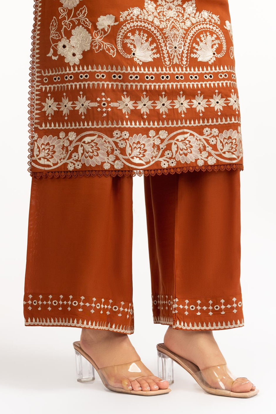 3PC Viscose Rawsilk Embroidered Suit