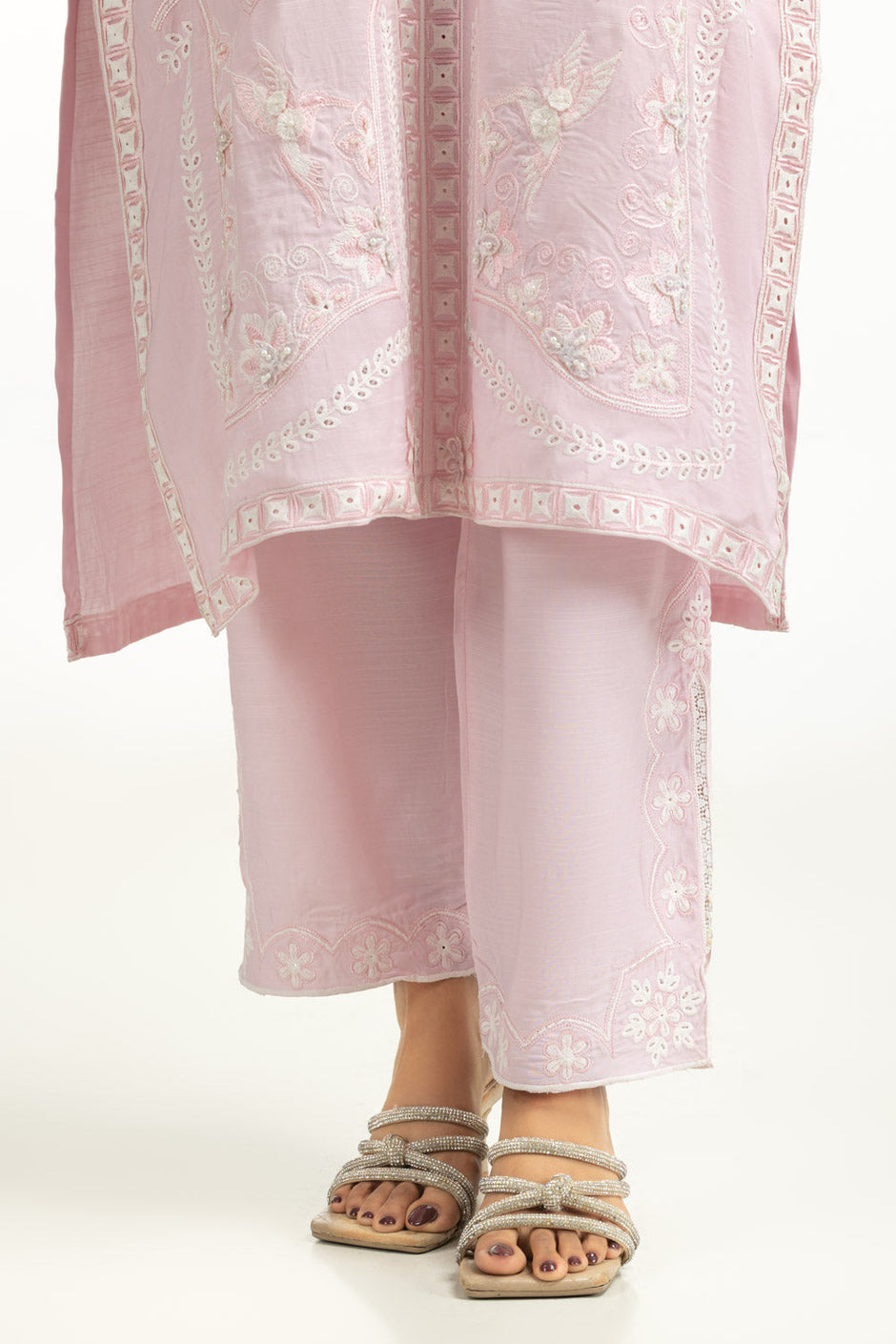 3PC Viscose Rawsilk Embroidered Suit
