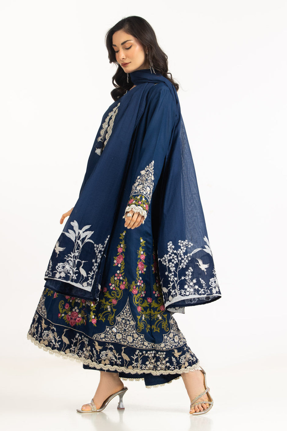 3PC Viscose Rawsilk Embroidered Suit