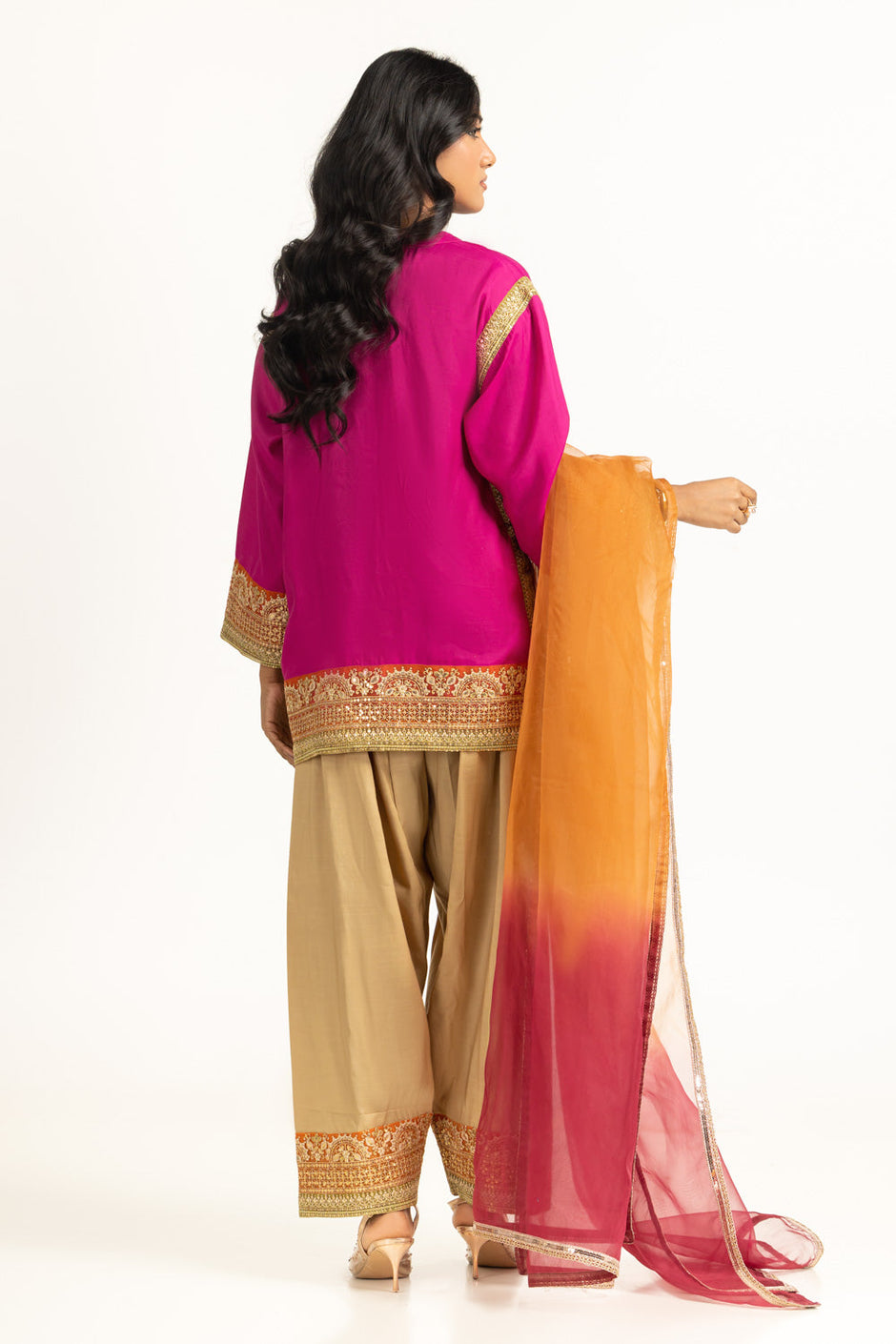 3PC Viscose Rawsilk Embroidered Suit