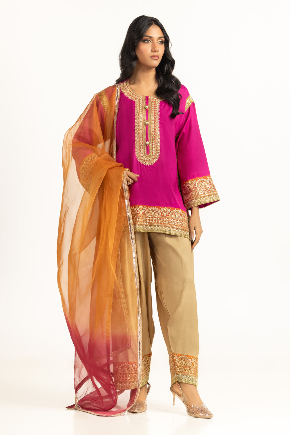 3PC Viscose Rawsilk Embroidered Suit