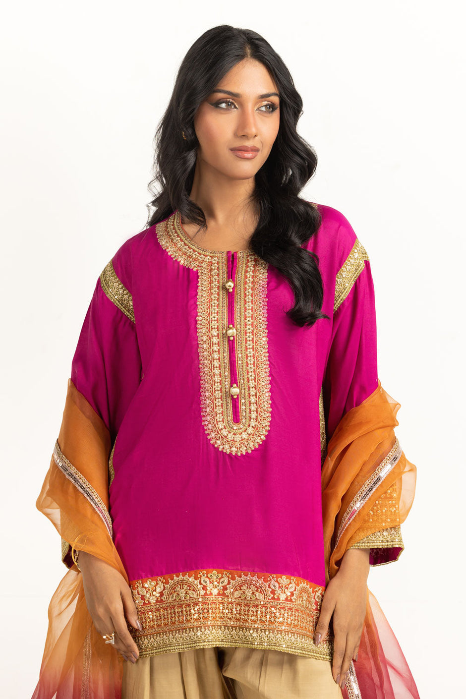 3PC Viscose Rawsilk Embroidered Suit
