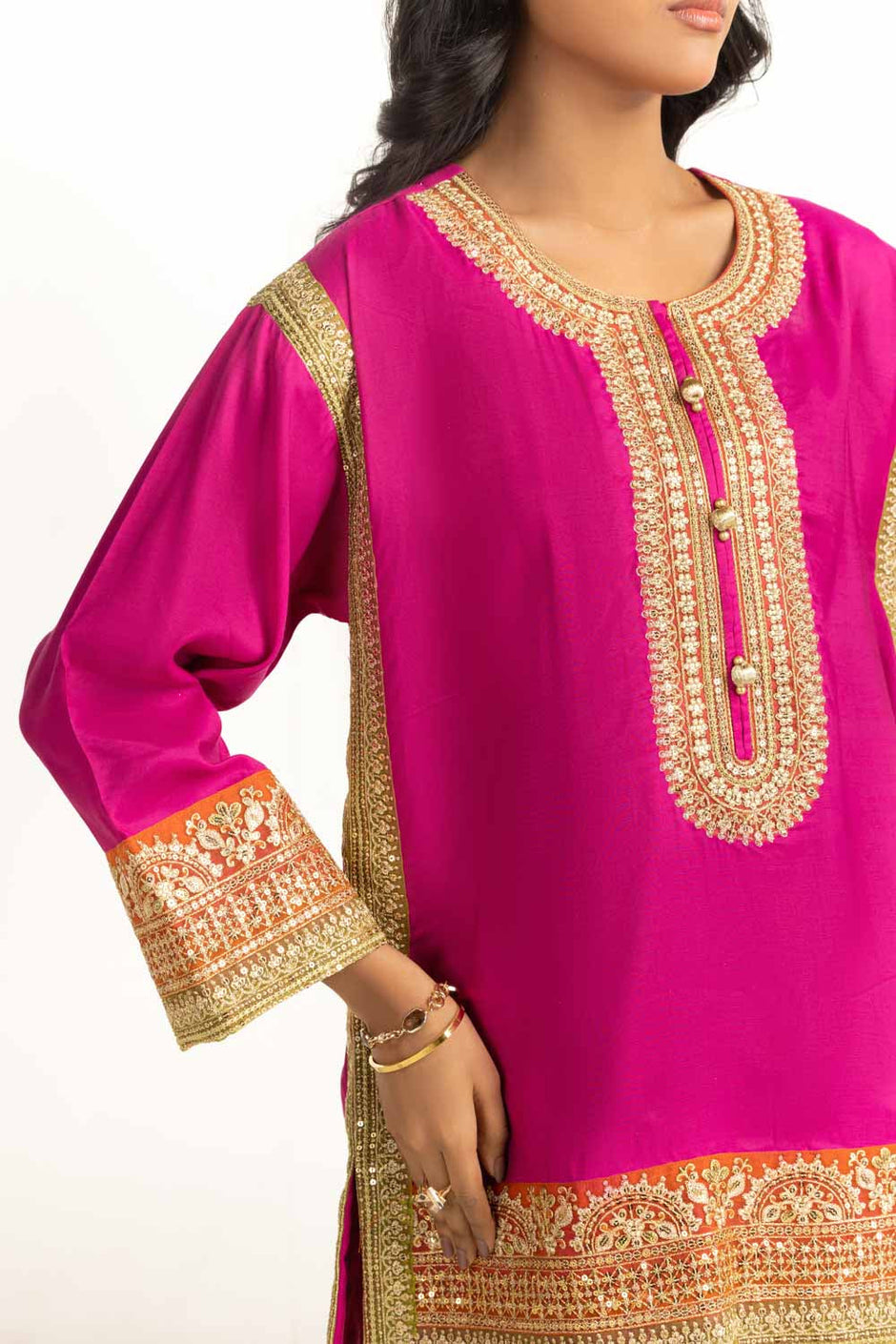 3PC Viscose Rawsilk Embroidered Suit