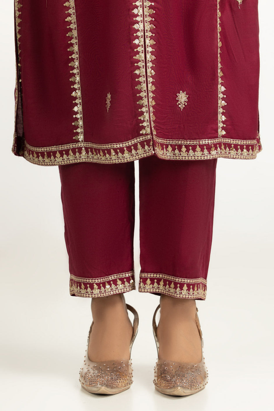 3PC Viscose Rawsilk Embroidered Suit