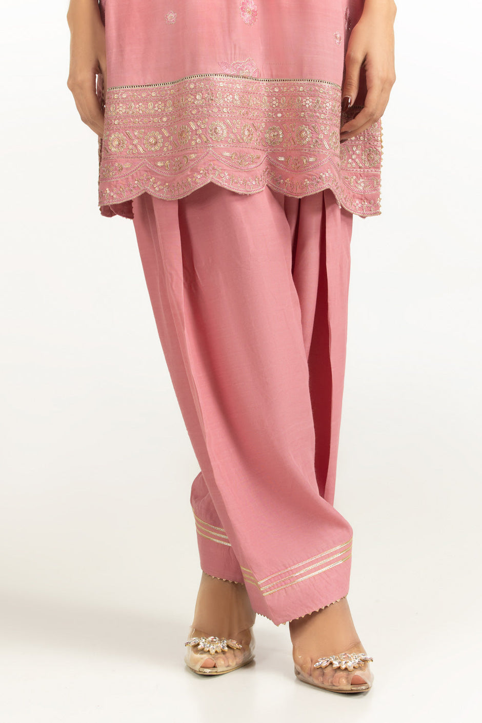 3PC Viscose Rawsilk Embroidered Suit