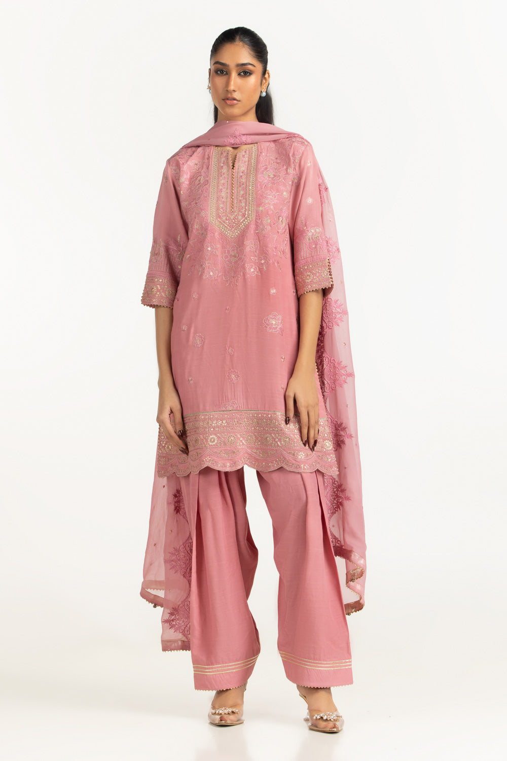 3PC Viscose Rawsilk Embroidered Suit