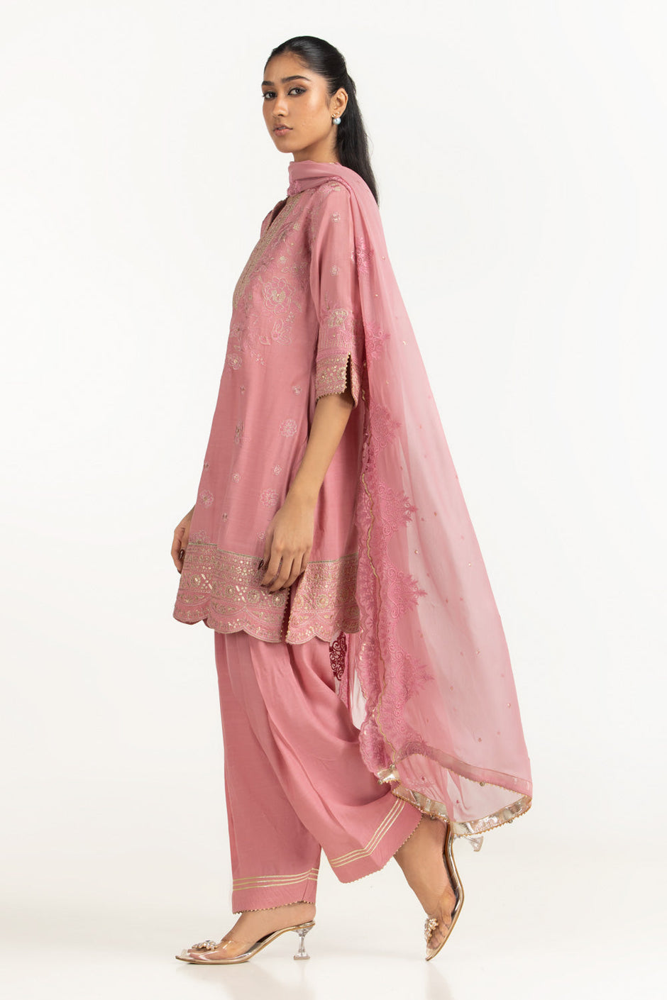 3PC Viscose Rawsilk Embroidered Suit