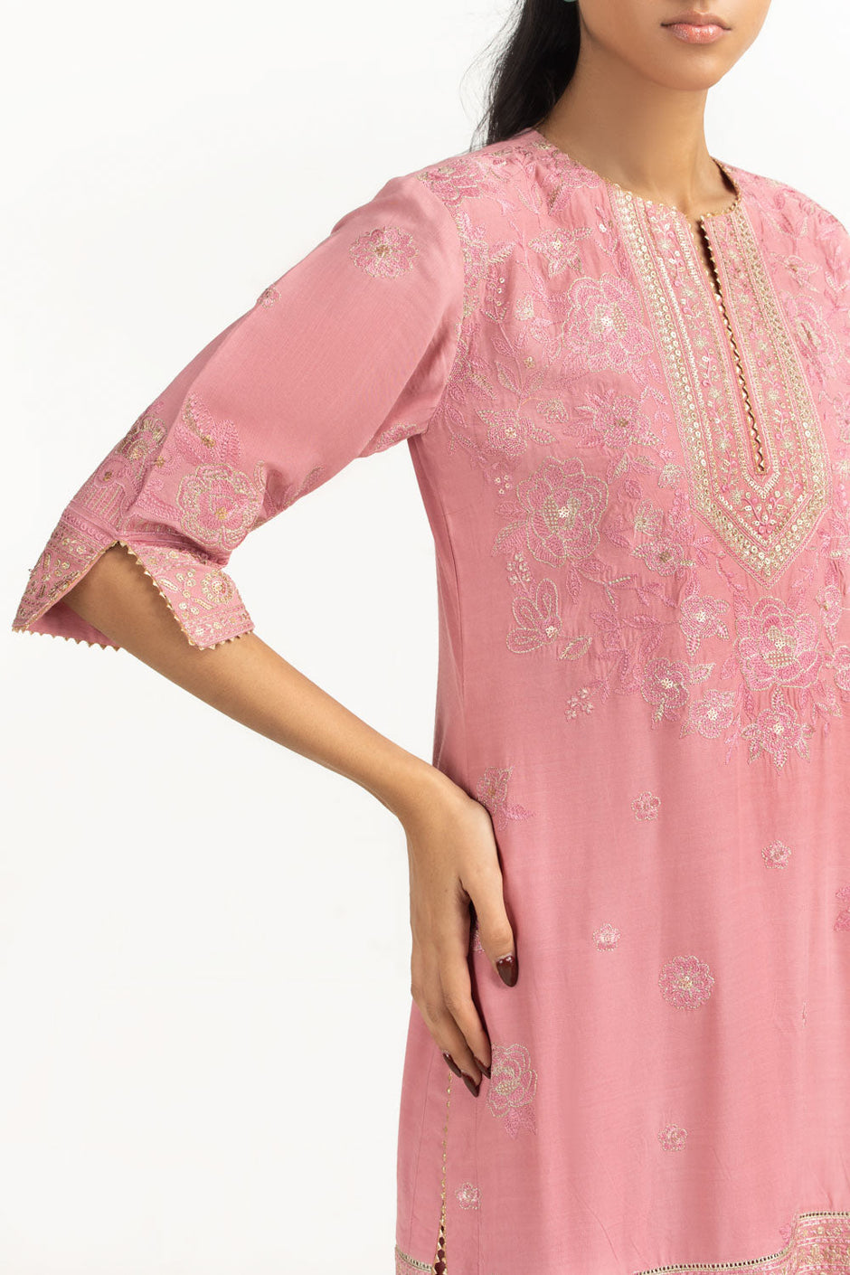 3PC Viscose Rawsilk Embroidered Suit