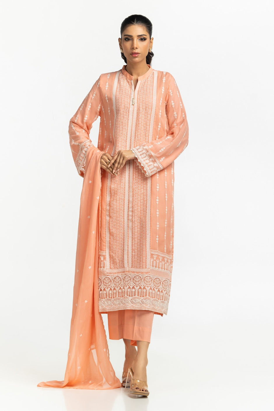 3PC Chiffon Embroidered Suit IUSTKSD-595