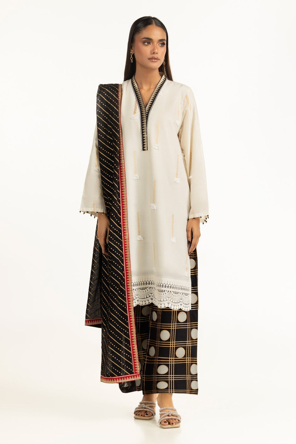3PC Jacquard Embroidered Suit IUSTKSD-951