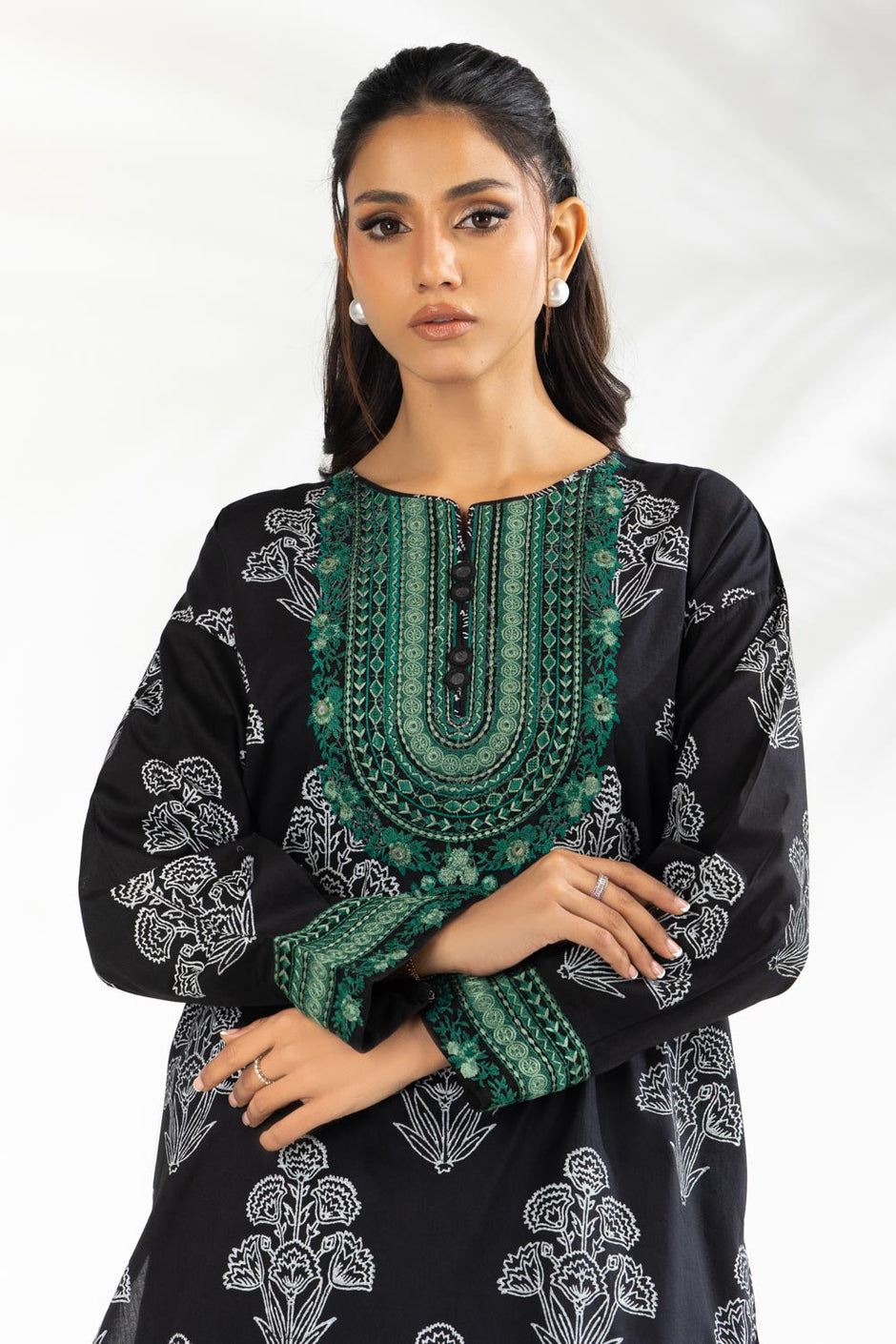 Cambric Block printed Co-Ord Set With Embroidered