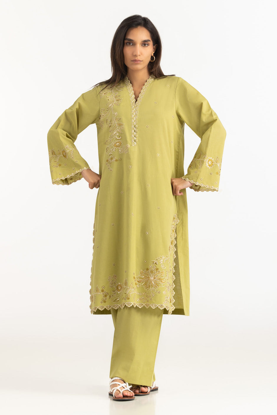Cambric Embroidered Co-Ord Set