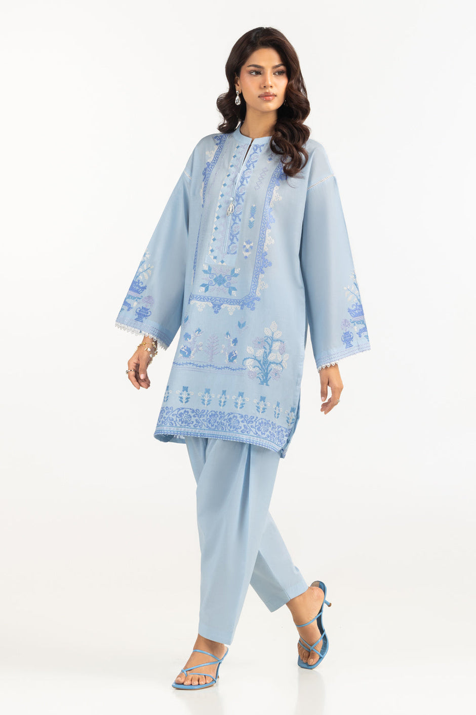 Cambric Embroidered Co-Ord Set