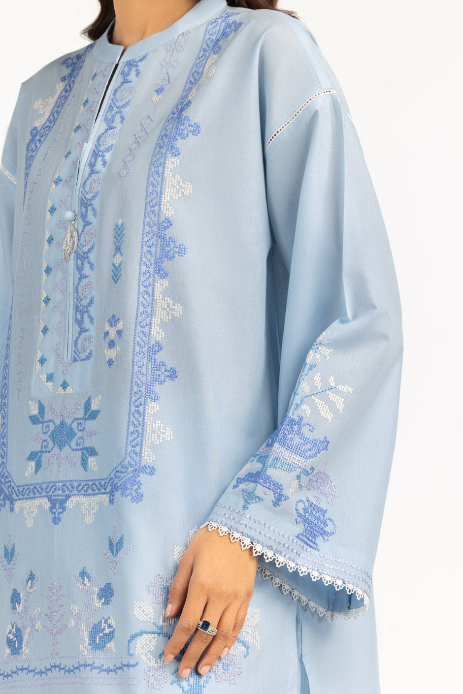 Cambric Embroidered Co-Ord Set
