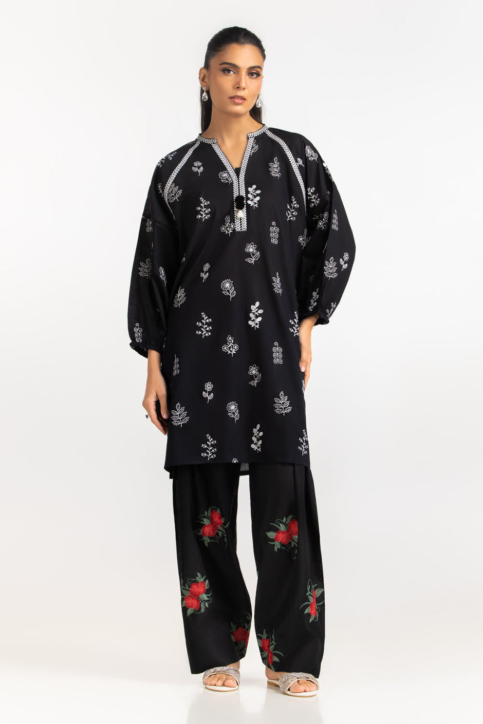 Cambric Embroidered Co-Ord Set