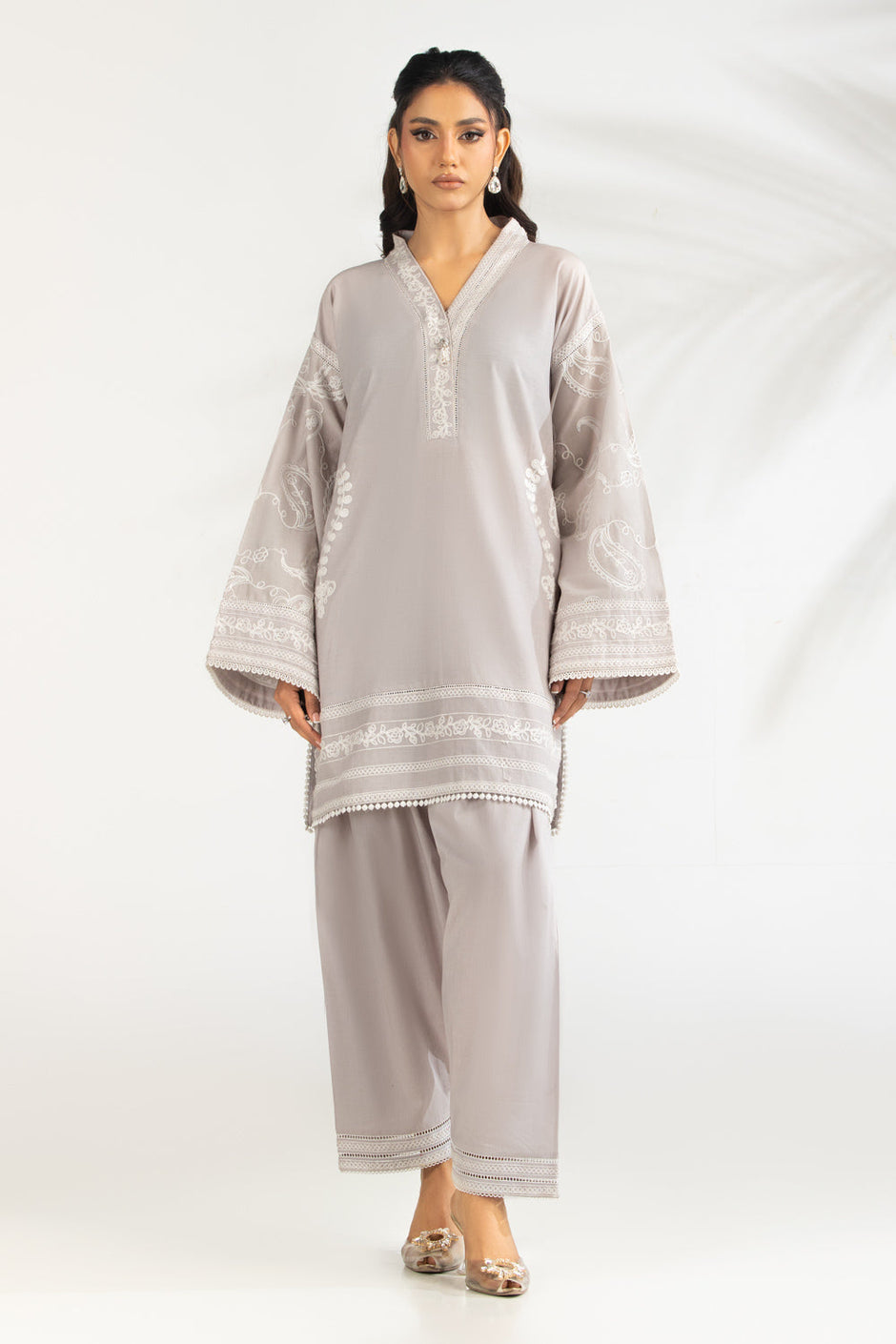 Cambric Embroidered Co-Ord Set