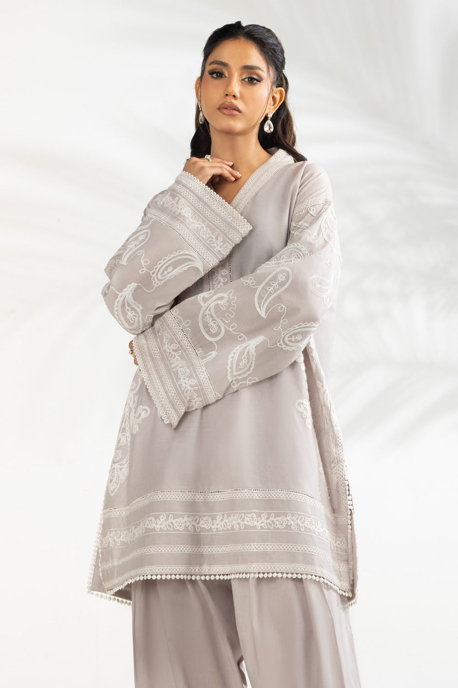 Cambric Embroidered Co-Ord Set