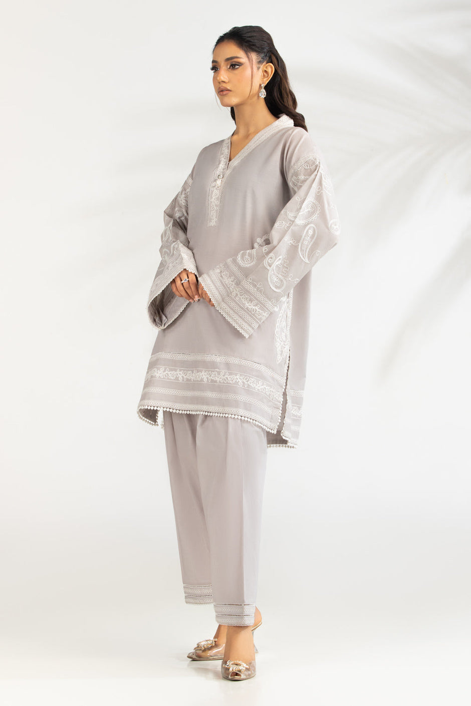 Cambric Embroidered Co-Ord Set