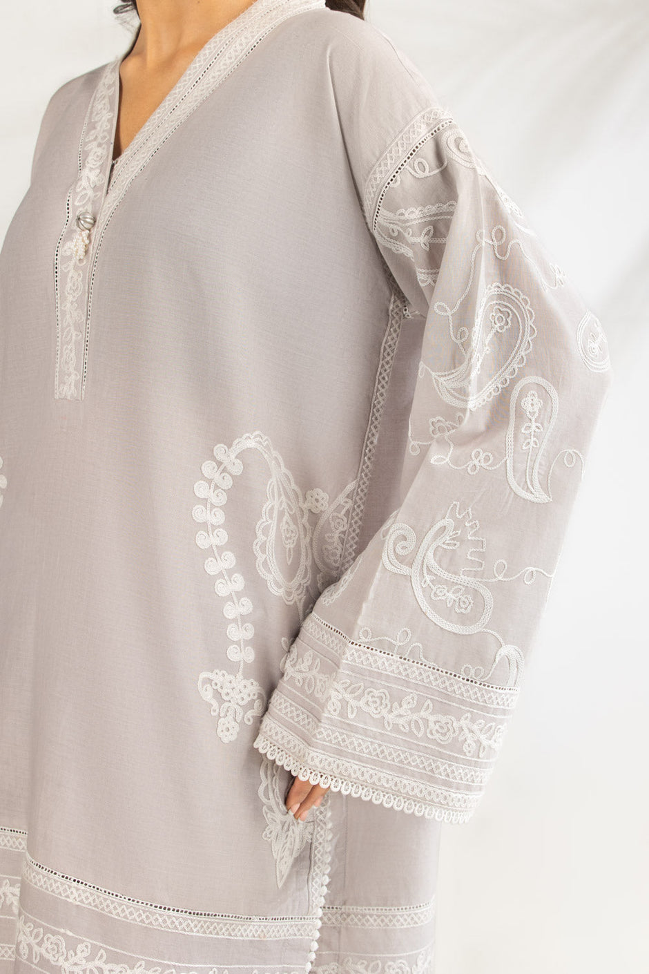 Cambric Embroidered Co-Ord Set
