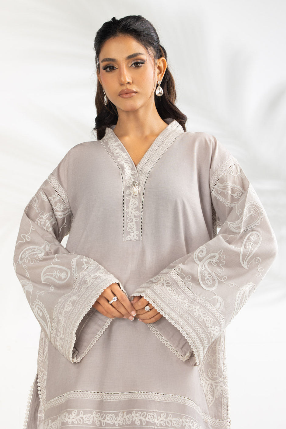 Cambric Embroidered Co-Ord Set