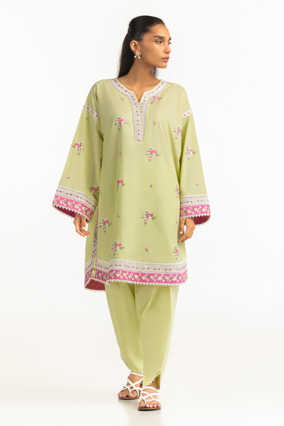 Cambric Embroidered Co-Ord Set