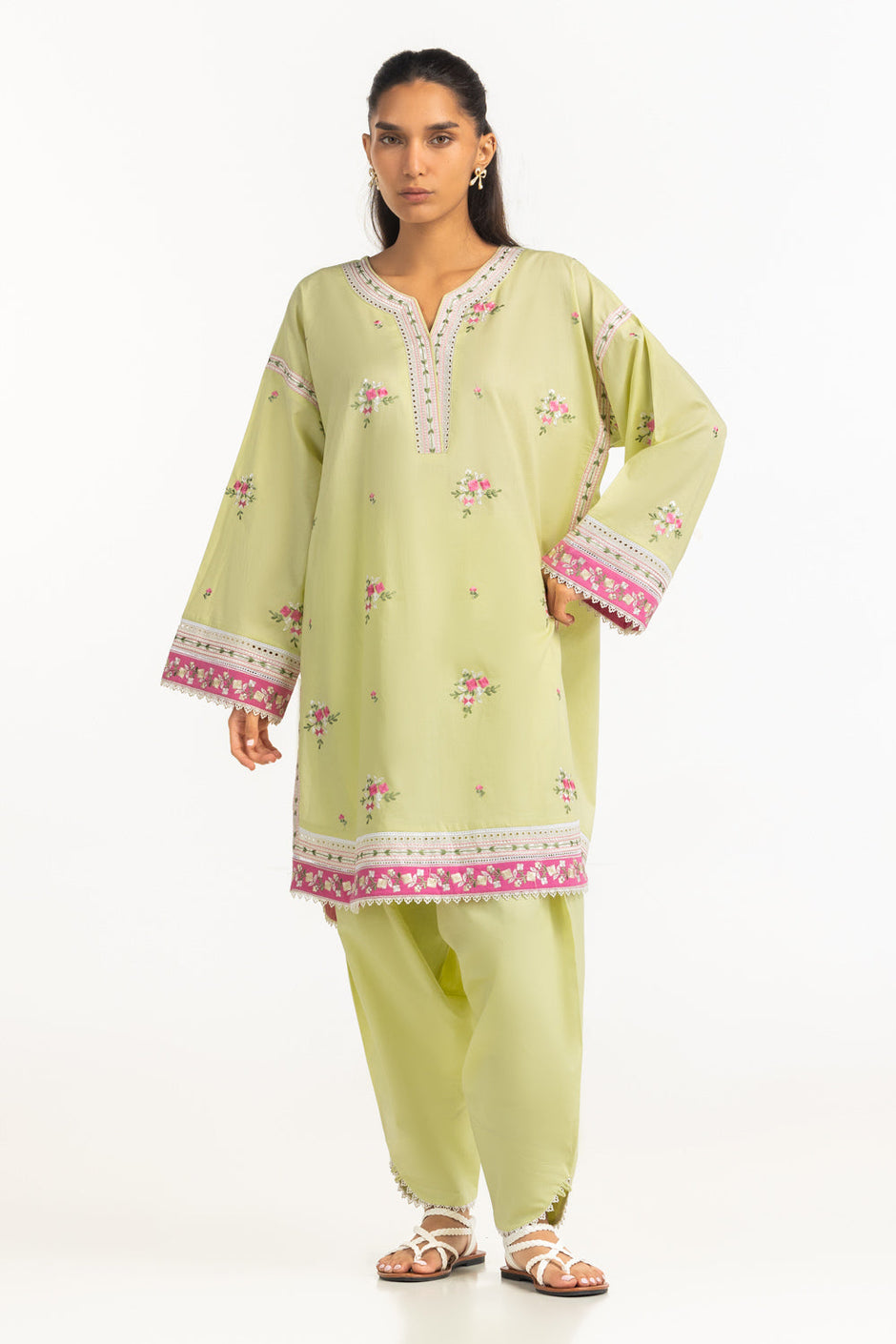 Cambric Embroidered Co-Ord Set