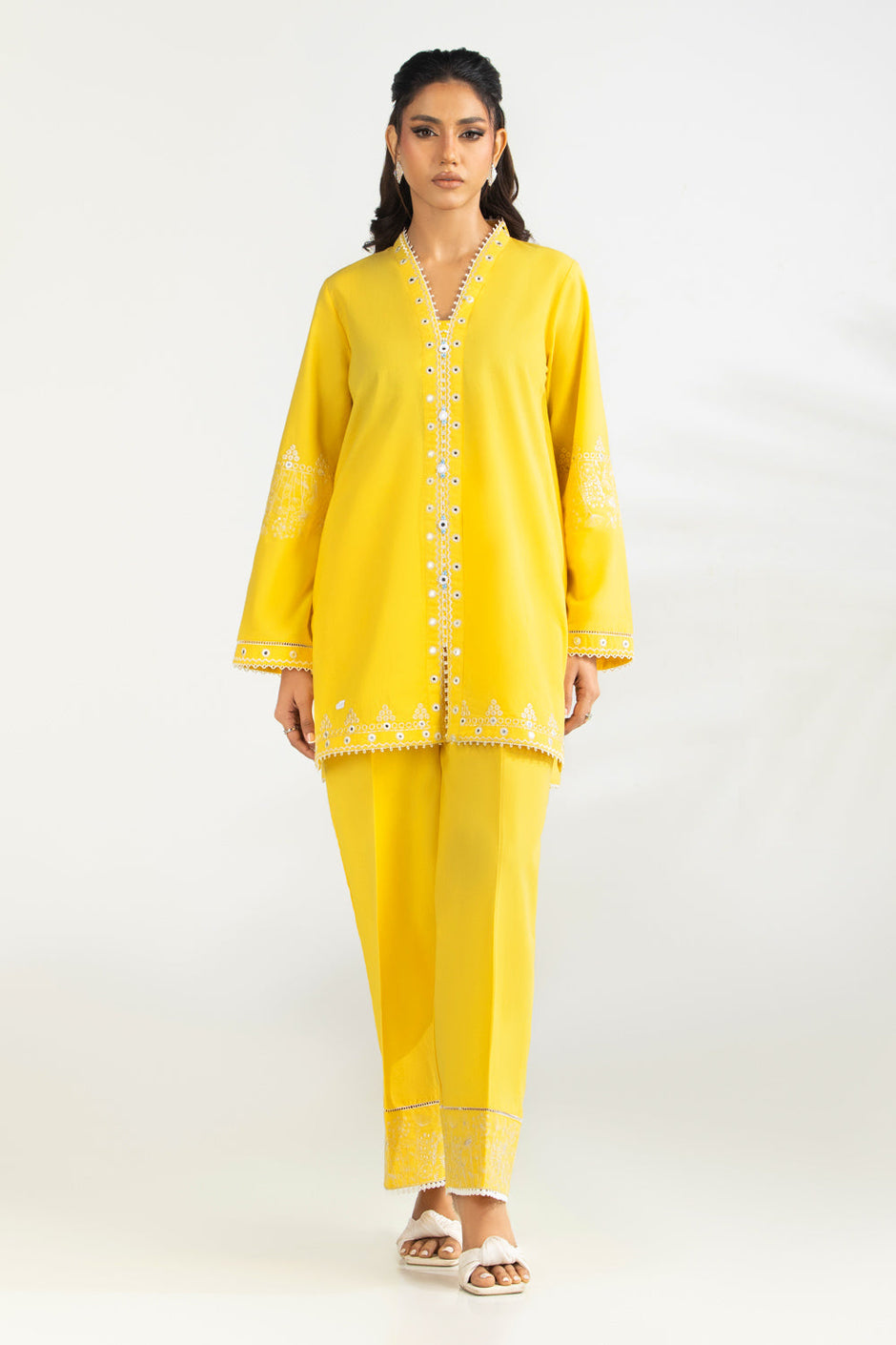 Cambric Embroidered Co-Ord Set